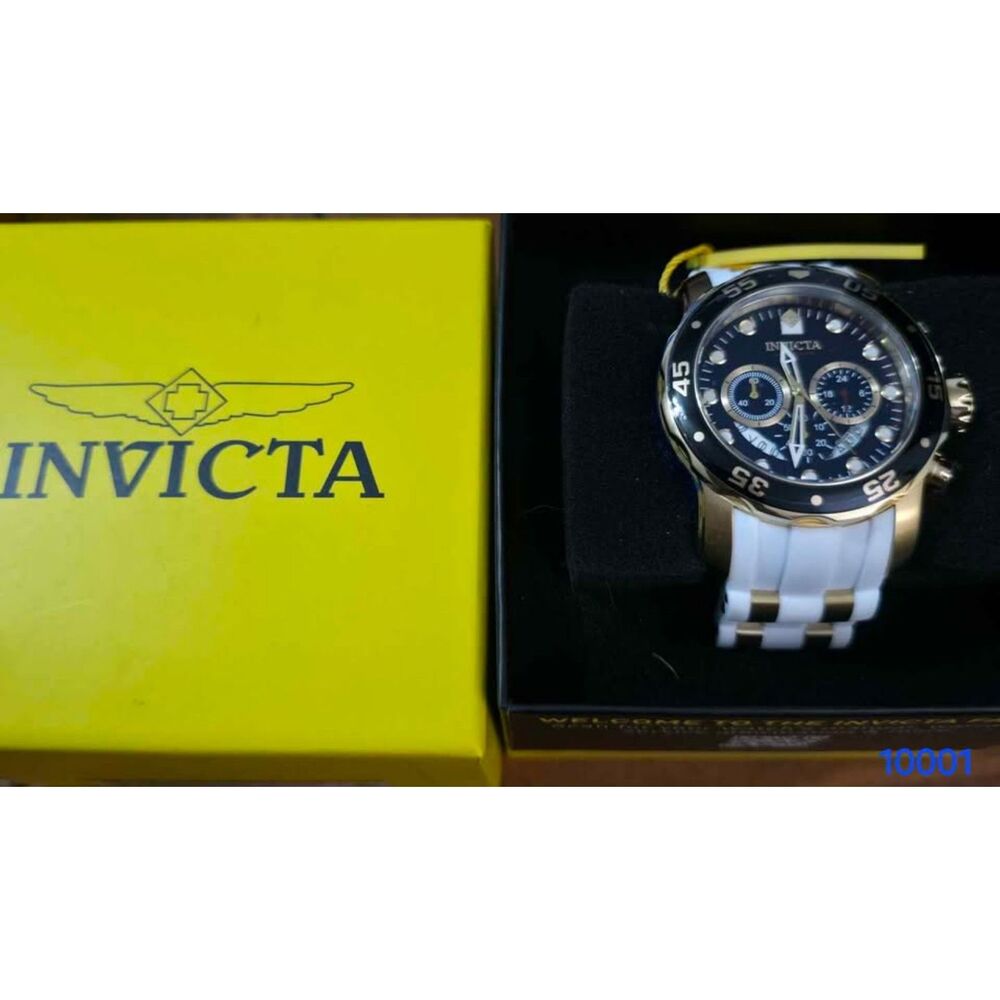 Invicta Men's Pro Diver Chronograph Watch – Gold & White (New in Box)
